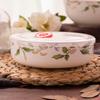 Чаша из костяного фарфора для микроволновой печи с крышкой, цветочная керамическая миска для еды круглая глубокая тарелка для салата, фруктов, лапши, столовые приборы