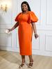 AOMEI Скромные вечерние платья для женщин, оранжевые платья с короткими рукавами-фонариками, облегающие африканские женские вечерние платья для празднования дня рождения