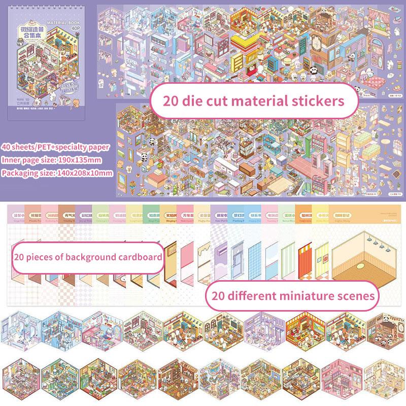 DIY 3D Stickers Landscape Stickers Collection Book Album Cartoon Scene Christmas Toy Game Festival Birthday Gift For Kid Child