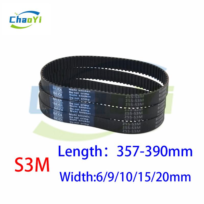 S3M Rubber Timing Belt Length 357 360 363 366 369 372 375 378 381 384 387 390mm Synchronous Drive Belt Width 6-20mm Toothed Belt