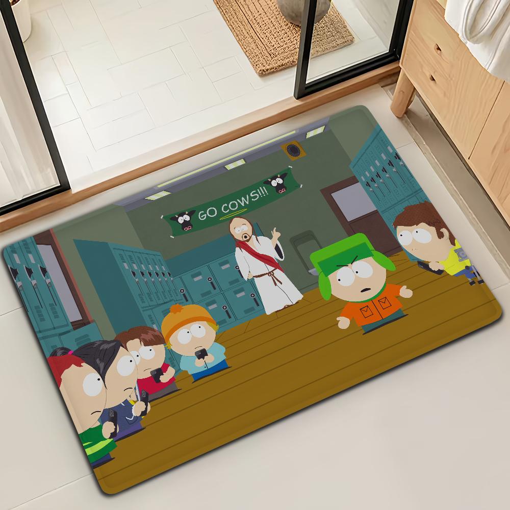 Мультяшный S-SOUTH PARK Забавная дверная коврик Ванная Микрофибра Декоративный Универсальный Фланелевый коврик для пола Быстросохнущий Впитывающий Нескользящая подошва