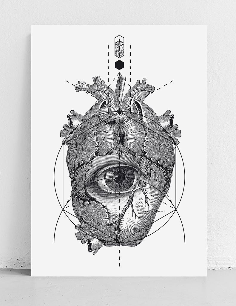 Плакат с геометрией сердца и глаза