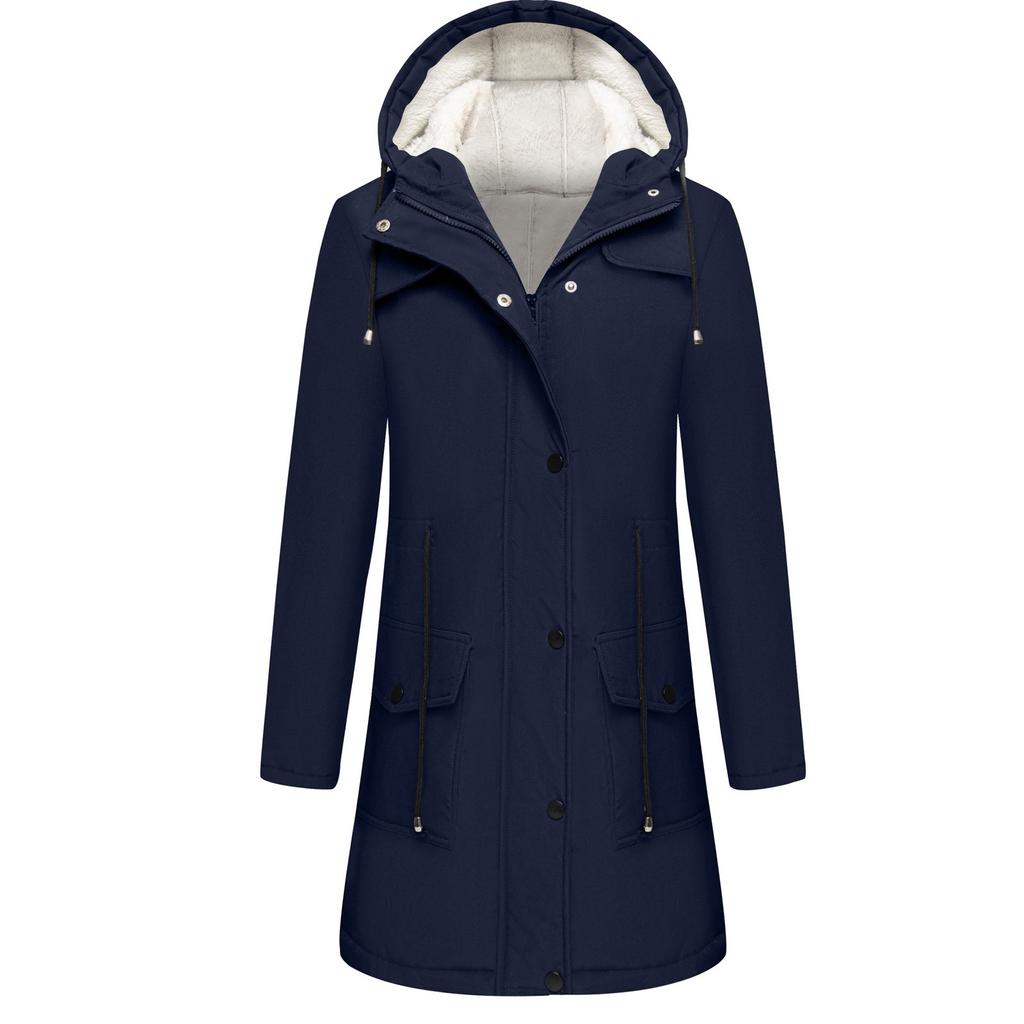 Женская однотонная куртка Hardshell с капюшоном, ветровка с длинным рукавом и флисовая куртка для походов на открытом воздухе, куртка средней длины, водонепроницаемая куртка