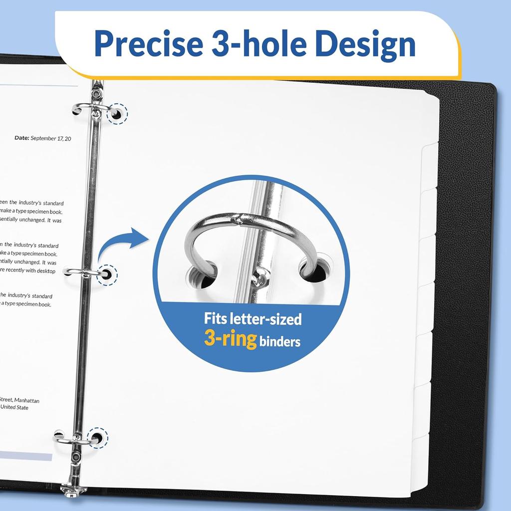 SUNEE Binder Dividers with Tabs for 3 Ring Binder, 8.5 x 11 Paper White Binder Dividers Blank with 8 Tabs, 4 Sets Page Dividers for School, Office