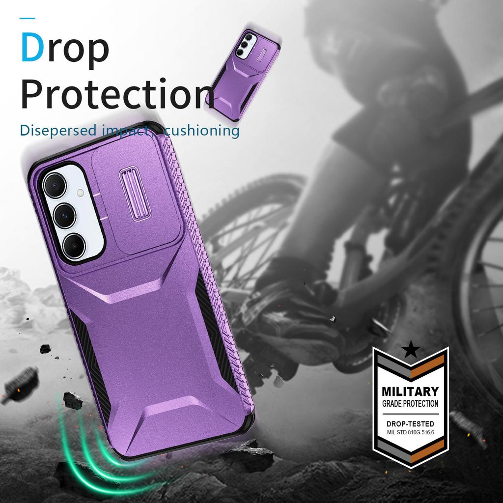 Противоударный чехол для Samsung Galaxy A55 5G, PC+TPU, чехол для телефона со сдвижной крышкой для камеры