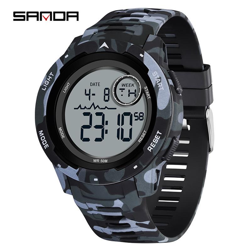 SAMDA Watch спортивные водонепроницаемые электронные часы камуфляжные многофункциональные электронные часы