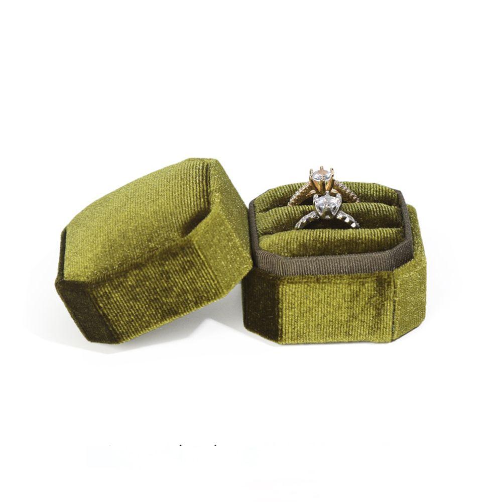 Octagon Square With Detachable Lid Ring Display Box Velvet Jewelry Box Double Ring Storage Box