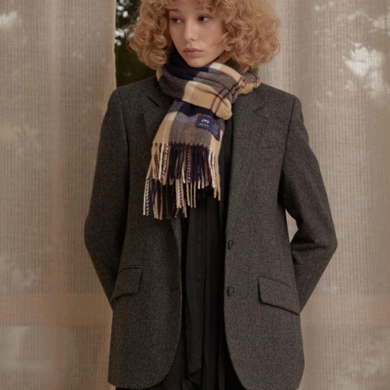 ABRAHAM MOON Шаль-шарф из мериносовой шерсти 50 см - Полузеленый темно-синий