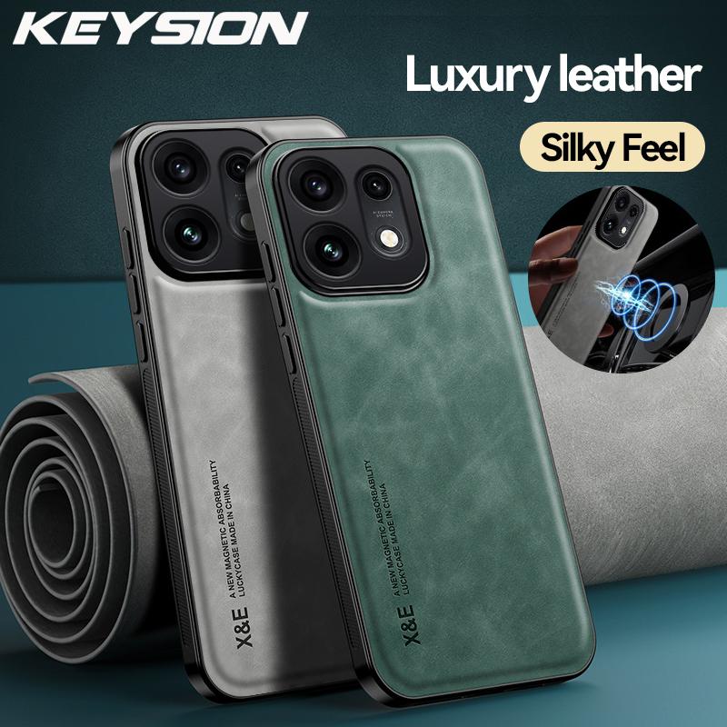 KEYSION Роскошный ретро чехол из ПУ кожи для OPPO Reno16 Pro 5G Силиконовый+ПК Ударопрочный чехол для телефона для OPPO Reno16 F 16 FS 5G