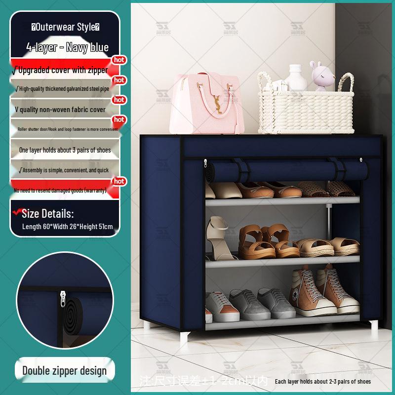 Multi-Layer Indoor Shoe Rack with Curtain