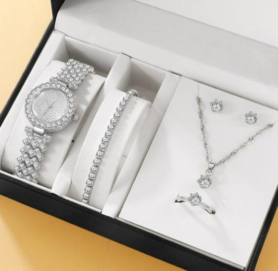 Набор женских универсальных кварцевых наручных часов из 5 предметов со стальным браслетом