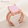 Стильные прямоугольные регулируемые кольца с кристаллами для женщин, свадебная вечеринка, цвет розового золота, простые ювелирные изделия, подарок