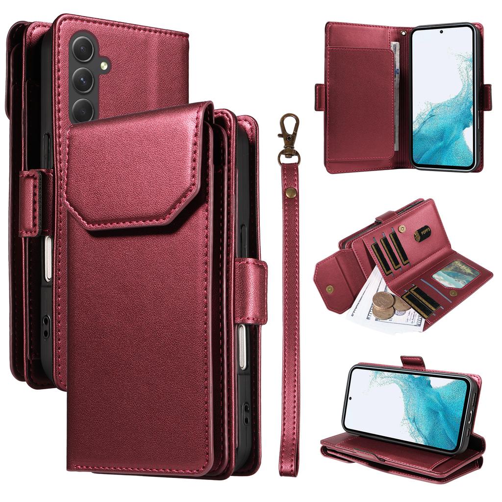 Чехол для Samsung Galaxy A54 5G с держателем для нескольких карт и ремешком, чехол для телефона из искусственной кожи, подставка