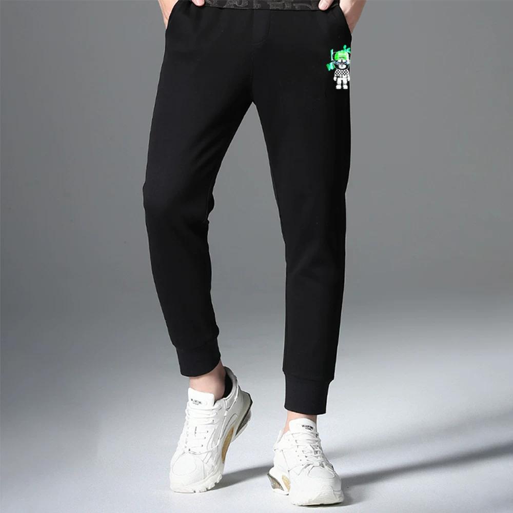 Men's Sports Joggers European Style Trendy Casual Slim-Fit Bear Print Summer Thin Sweatpants