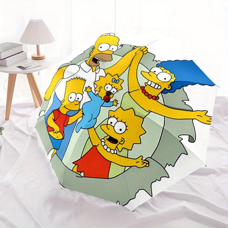 1pc Simpsons Family Automatic Folding Umbrella: Compact 8-rib Design Cartoon Travel Companion for Outdoor, Casual Accessory 8
