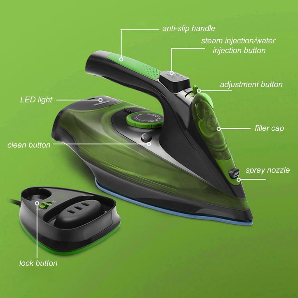 Беспроводной утюг, паровой утюг 2400 Вт, легкий портативный утюг с паровой сушкой для одежды, антипригарная подошва