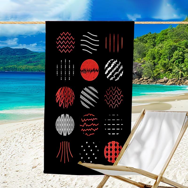 proof beach towel with a Tyler Joseph and Josh Dun pattern - soft,absorbent,quick-drying,machine washable - perfect for swimming,camping,bathing