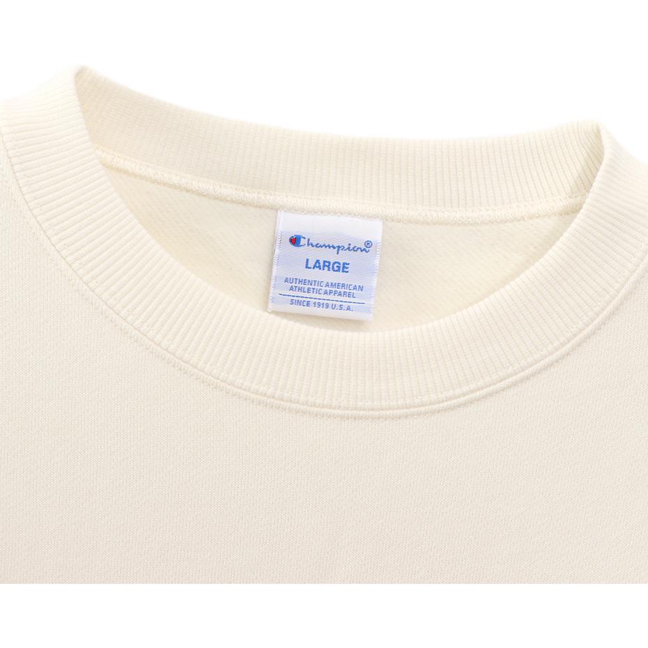 Champion Classic Print Base Layer Fleece Lined Crew Neck Pullover Sweatshirt Japan Version Unisex White C3-L023-020