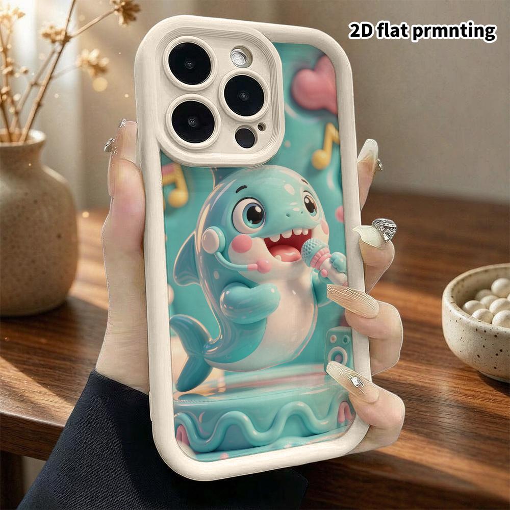 Phone Case: 2D flat design suitable for iPhone 18 17 16 15 14 13 Pro protective case, Singing Little Shark, perfect Christmas and Halloween holiday gi