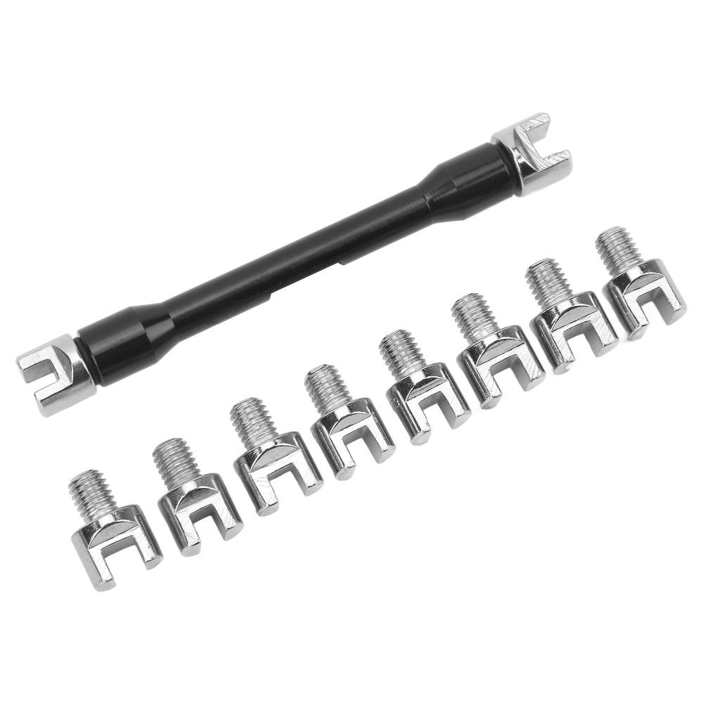 Black Long Handle Motorcycle Spoke Wrench Interchangeable Tip Spoke Wrench Motorcycle Maintenance