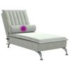 Massage Chaise Lounge with Neck Roll Light Grey Velvet