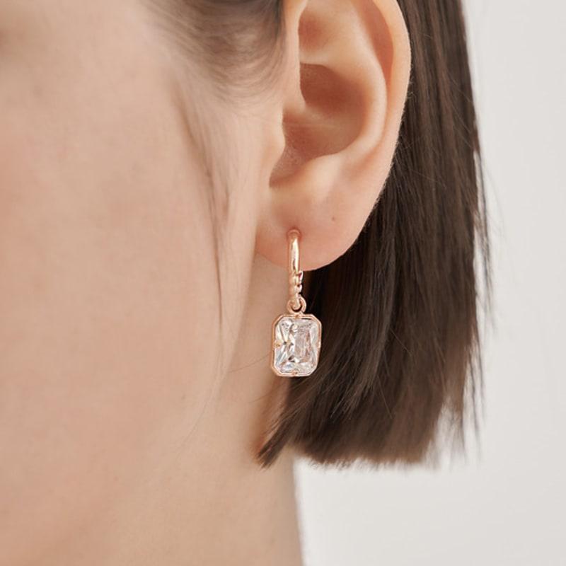 ELLE Jewelry 14K GF Square Stone Drop One-Touch Earrings ELGPEE561