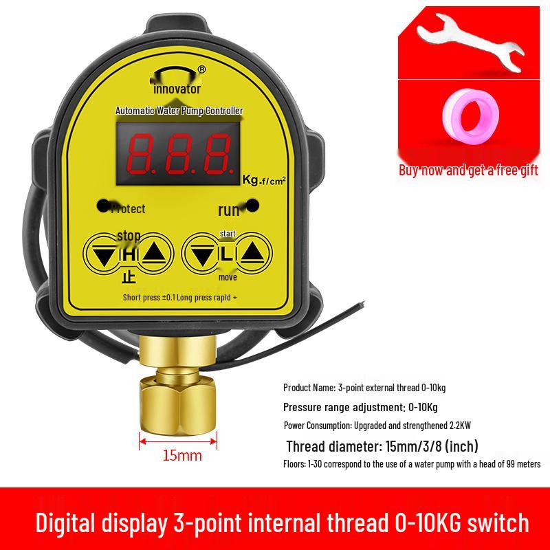 Fully Automatic 220V Electronic Pressure Switch for Household Water Pumps with Smart Digital Display and Adjustable Settings