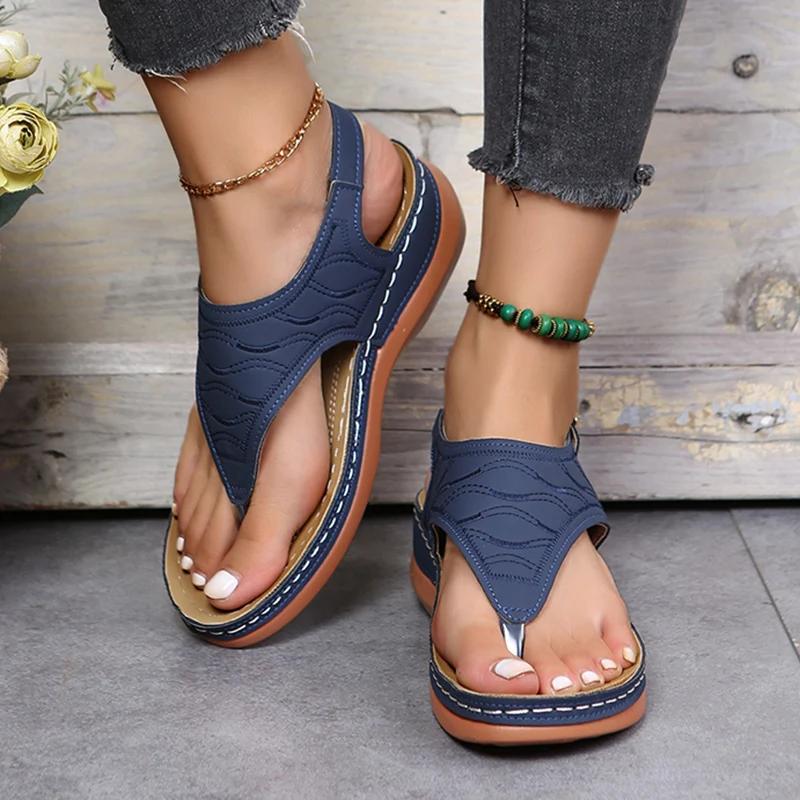 Fashion Fashion Toe Clip Wedge Sandals for Women's Summer Platform Roman Sandals Plus Size 43 Thick Soled Beach Shoes for Women