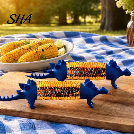 Safe Corn Forks Dinosaur Holders, Durable 3D Printing Lightweight Sturdy Prongs, Fun Cob Holders Fork, for Hot BBQ Party Dining Table Accessories