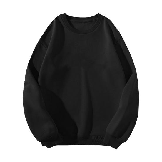 Мужской пуловер с круглым вырезом и длинными рукавами на осень и зиму, однотонный свободный крой с флисовой подкладкой, повседневные топы, уличная одежда