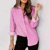 Spring Autumn Fashion Casual Striped Long Sleeve Button Shirt for Women Blouses & Shirts