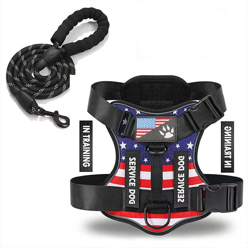 Service Dog Harness, Reflective Dog Vest Harness with 5 PCS Patches, Adjustable Soft Oxford Pet Harness, Inner Layer Mesh, Easy