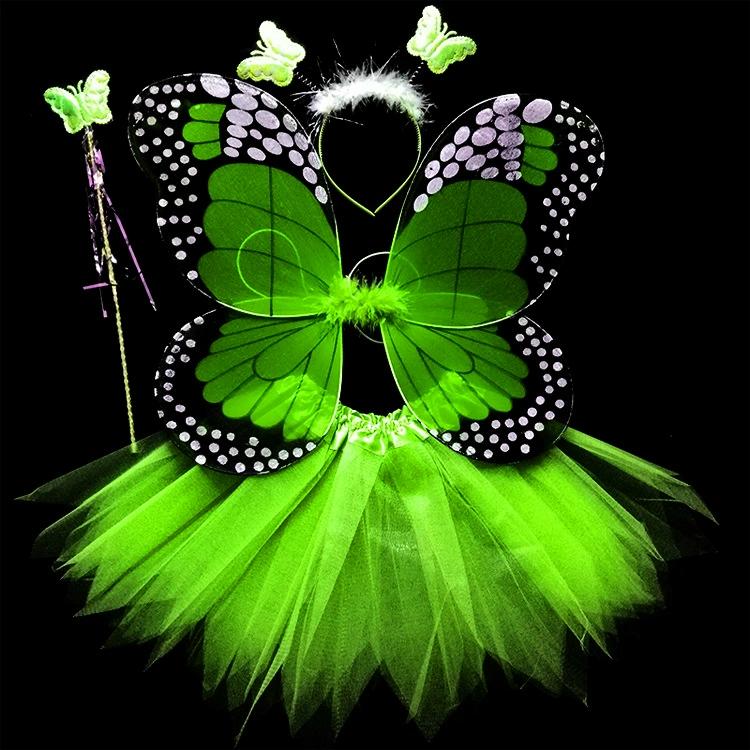 Костюм принцессы для девочек, фэнтезийная игра с крыльями бабочки, волшебной палочкой, повязкой на голову и пачкой для девочек 3-8 лет