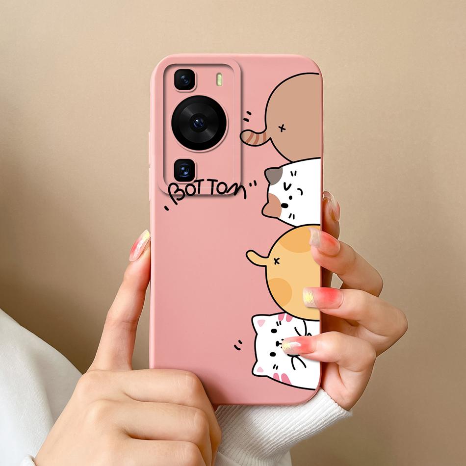 For Huawei P60 Pro Art Phone Case Cute Design Soft Liquid Silicone Back Cover For HuaweiP60 P 60 Anti Drop Durable Bumper Funda