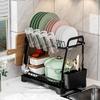2-Tier Dish Drying Rack Kitchen Countertop Storage Rack with Cups Utensil Cutting Board Holder Kitchen Organizer Drainer