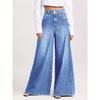 Женские джинсы большого размера в ретро стиле, европейско-американские, со средней посадкой, эластичные, с широкими штанинами, свободные, прямые, из денима