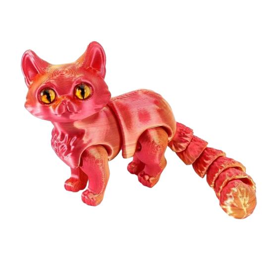 2 шт. Напечатанная на 3D фигурка кошки с подвижными суставами, фигурка кошки, сочлененная модель животного, игрушка-непоседа, украшение для дома, офиса, книжной полки, рабочего стола