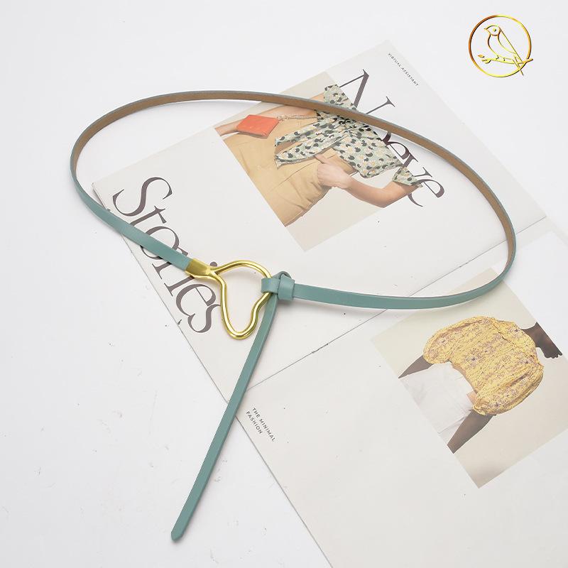 Женский кожаный ремень с узлом и украшением из классической рубашки, простой тонкий пояс из натуральной воловьей кожи, модный