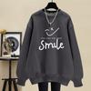 Women's Crewneck Sweatshirt with Fleece and Thickened Cotton Long-sleeved Top