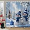 Christmas Snowman Shower Curtain Christmas Tree Winter Snow Christmas Gift Polyester Shower Curtains Bathroom