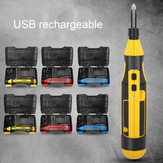 1 комплект, электрическая отвертка 4 В, 43 бита, встроенный аккумулятор емкостью 1300 мАч, электрическая отвертка с обратной зарядкой через USB, инструмент для разборки, бытовая техника
