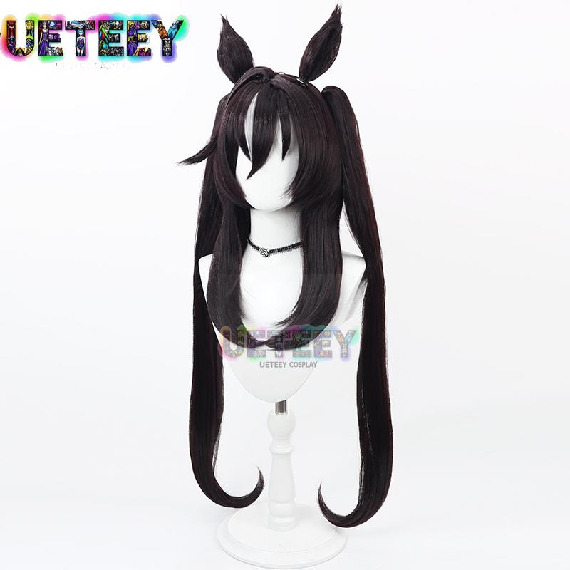 UETEEY Uma Musume Pretty Derby Vivlos Cosplay Wig Ears Tail Halloween Party Costume Prop Synthetic Hair Heat Resistant Fiber