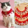 Decorative New Year Pet Collar Lace-up Style Pet Saliva Towel Pet Wedding Items  Take Photos