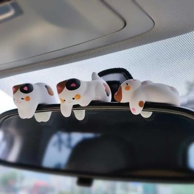 Украшение для зеркала заднего вида автомобиля, подходит для внутренней части центральной консоли зеркала заднего вида автомобиля, милая статуэтка счастливого кота, автомобильные аксессуары