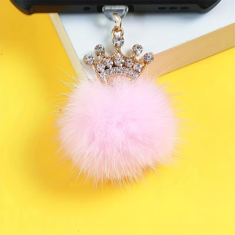 Elegant Crown and Fluffy Ball Phone Dustproof Plug - Suitable for Charging Port Universal Accessories,mobile Phone Decorations