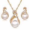 Fashion Pearl Jewelry Set Crystal Necklace Earring Ladies Statement Bridal Wedding Accessories Gifts
