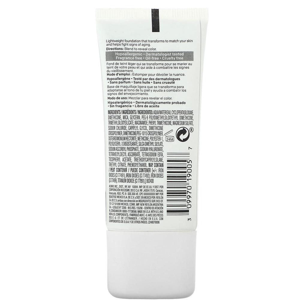 Almay Ageless Smart Shade Foundation, 500 Golden, 1 Fl Oz (30 Ml)