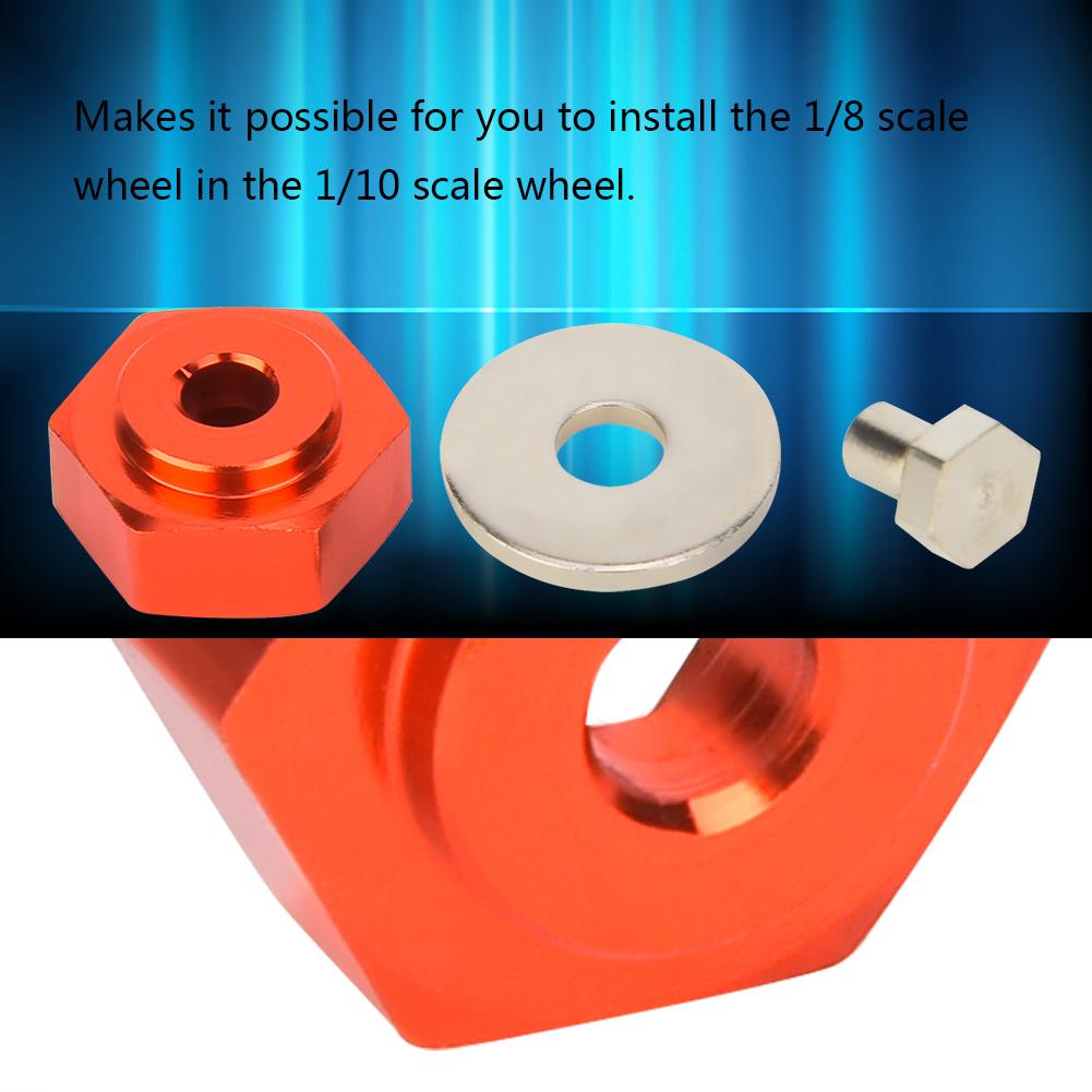 4pcs Aluminum Alloy 12mm Turn To 17mm Wheel Hex Adapter for 1/10 RC Car (Red)