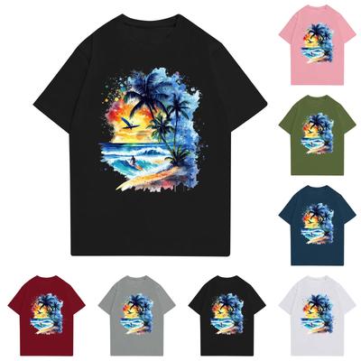 Женская повседневная футболка с круглым вырезом и короткими рукавами с принтом