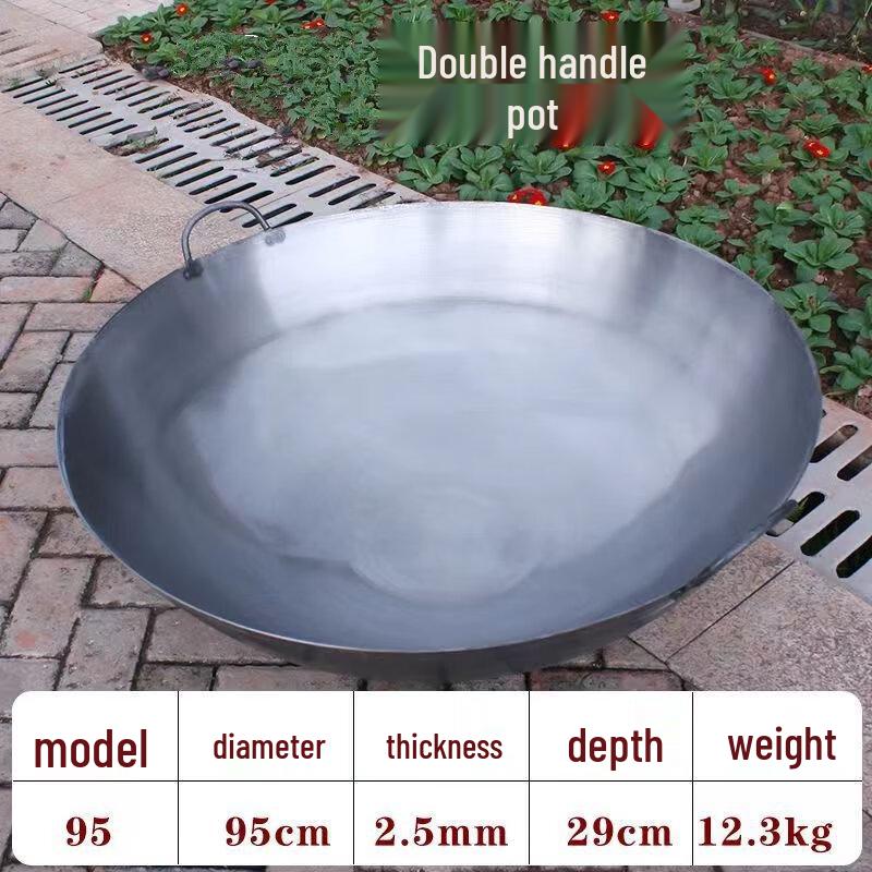 95cm Extra Thick Round Bottom Wrought Iron Chef Wok